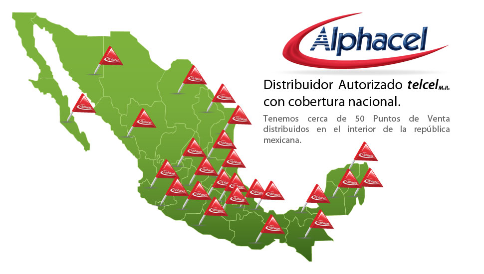   Alphacel, distribuidor autorizado telcel con cobertura nacional  